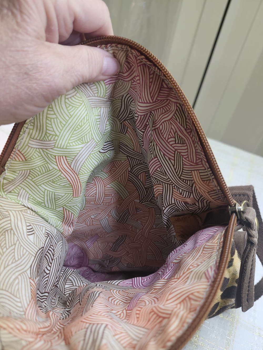 The Sak Brown, Black & Leopard Print Leather Crossbody Bag - Picture 6 of 7
